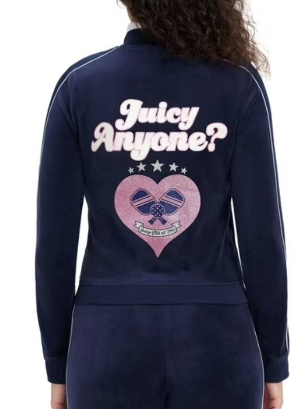 Juicy Couture Navy Velour Pickleball Jacket NWT LG *T - Picture 2 of 6